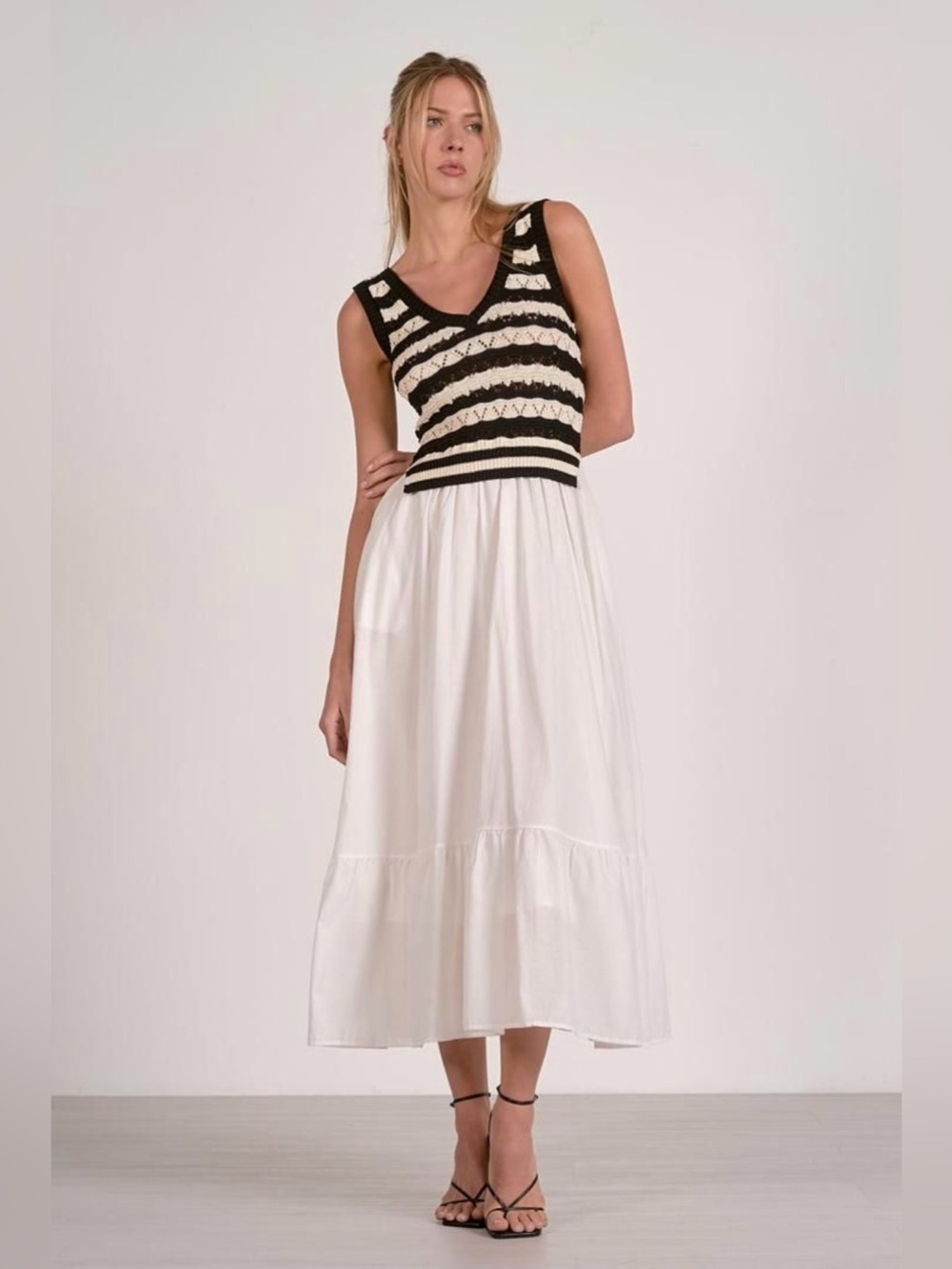 Knit vestBlack and  White Stripe Dress